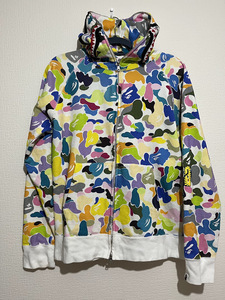 ★size L★　Bape Multi Camo white　エイプ　べイプ　シャーク　マルチ　パーカー　カモ　迷彩　Shark Full Zip Hoodie a bathing ape 