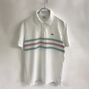 ◆お洒落な逸品◆大きいサイズ◆4◆LACOSTE/ラコステ 半袖 ポロシャツ ホワイト ブルー グリーン サイズ4 メンズ 綿100％ D14 ｃ5227