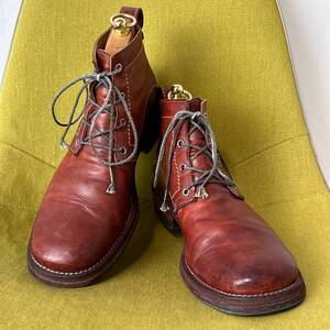 美品 incarnation インカネーション Horse Leather Ankle 4Hole Boots ベジタブルタンニン手染め 41 25.5 26.0相当 ブーツ レザーシューズ