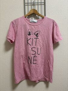 ［KITSUNE］キツネ　Tシャツ 半袖　ピンク　S Y2903