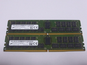 メモリ サーバーパソコン用 Micron DDR4-2666 (PC4-21300) ECC Registered 32GBx2枚 合計64GB 起動確認済です MTA36ASF4G72PZ-2G6E1QG