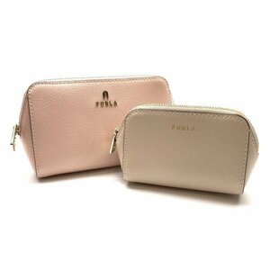 ほぼ未使用 FURLA フルラ WE00453 ポーチ セット ピンク×ベージュ ファスナー開閉 コスメ 化粧 マルチケース 管理RY24001254