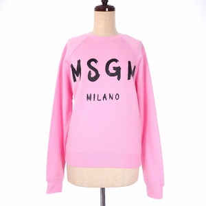 未使用品 エムエスジーエム MSGM スウェット トレーナー 長袖 プルオーバー ドローイングロゴ プリント イタリア製 XS