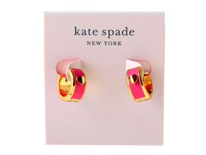 E23924 新品未使用 kate spade new york ケイトスペード ハート フープ ピアス ゴールド×ピンク アクセサリー 保管袋付き