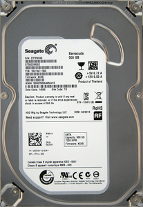 Seagate ST500DM002-1BD142-500 KC45 DP/N 09CF26 3.5インチ SATA600 500GB 4206回 5737時間