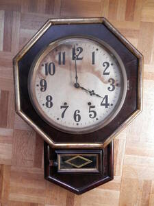 ニューヘイブン　特大八角時計　USA米国　ニューヘイブン社　　1870年代　ゼンマイ式　柱時計　作動品　