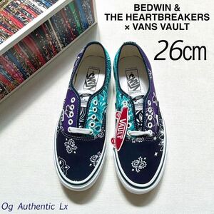 新品レア VANS VAULT バンズ ボルト BEDWIN ベドウィン コラボ UA Og Authentic Lx オーセンティック 26㎝ メンズ バンダナ柄 US8 送料無料