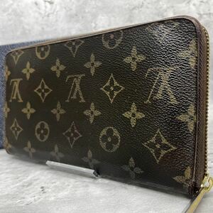 ■美品■ ルイヴィトン Louis vuitton メンズ ビジネス ジッピーウォレット オーガナイザー ラウンドジップ モノグラム ブラウン レザー