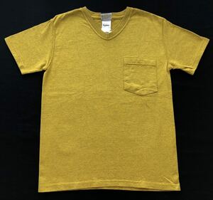 新品 定価6050円 USA製 グッドウェア スリムフィット ポケット Tシャツ　　Goodwear MADE IN USA アメリカ製 ゴールド S 玉7294