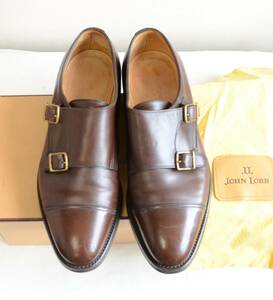 美used ジョンロブ JOHN LOBB William ダブルモンクストラップ レザー靴 ブラウン size 7