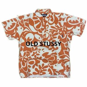 80s 90s old stussy アロハシャツ　半袖ポロシャツ 総柄 Sサイズ　希少