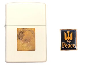 zippo (ジッポー) オイルライター Peace ピース タバコ 煙草 非売品 2000年製 アイボリー 雑貨 /004