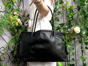 ●超美品●GUCCI グッチ●ラム レザー 本革●ショルダー ハンド バッグ●黒●イタリア製●肩掛け●B5 収納●書類 かばん●Js47997