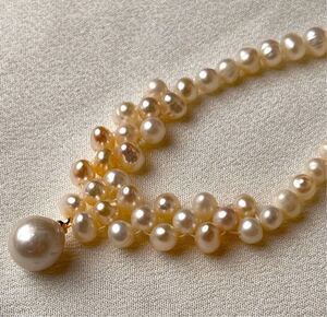 綺麗！高品質！天然無調色ネックレス4-10mm 41cm pearl necklace 本真珠 jewelry