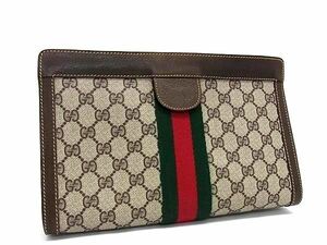 1円 ■美品■ GUCCI オールドグッチ 84・014・2125,28 ヴィンテージ シェリーライン GG柄 PVC セカンドバッグ クラッチ ブラウン系 AX8026