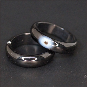 [RING] Natural Agates ナチュラル パワーストーン 天然 瑪瑙 (メノウ) スムース 甲丸 6mm リング 指輪 13号 (ブラック)