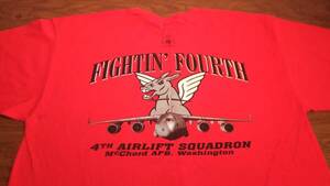 【USAF】Fighting Fourth 4th AS 米空軍輸送部隊 C-17グローブマスター TシャツサイズXL McChord Air Force Base　JBLM USAF