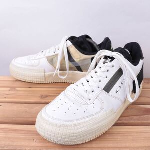 z4226 ナイキ エアフォース1 タイプ US9 27.0cm/白 ホワイト 黒 ブラック NIKE AIRFORCE1 TYPE AF1 LOW メンズ スニーカー 中古