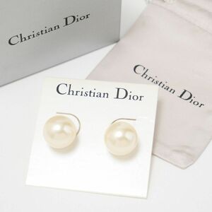 MG3669△クリスチャンディオール CHRISTIAN DIOR*トライバル*フェイクパール*ピアス*アクセサリー*ジュエリー*アイボリー系*保存箱付属