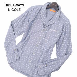 rhenium HIDEAWAYS NICOLE ハイダウェイ ニコル 襟ワイヤー★ 総柄 長袖 スリム シャンブレー デニム シャツ Sz.48　メンズ　C4T06797_7#C