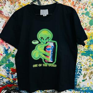 ペプシ×宇宙人 レトロ リプリント Tシャツ 半袖 メンズ 新品 個性的 黒 ブラック ペプシマン Pepsi ハイデザイン ティーシャツ DOOE