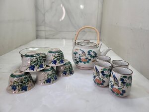 ▲M▲九谷焼　豪華！【美品】茶器セット急須・湯呑４客、５客、５皿　K2401-187