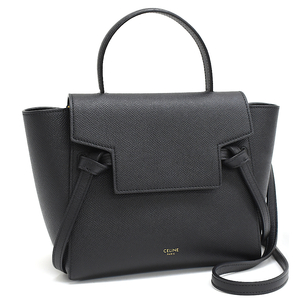 セリーヌ ナノ ベルトバッグ 2way ハンドバッグ レザー ブラック ゴールド金具 CELINE