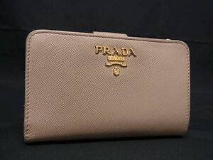 1円 PRADA プラダ サフィアーノレザー 二つ折り 財布 ウォレット 小銭入れ 札入れ レディース ライトブラウン系 AX7673