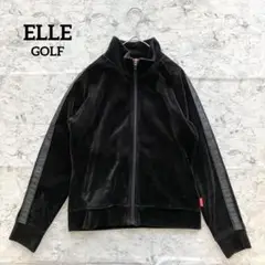 ✨最終値下✨エル ELLE ゴルフウェア ジップブルゾン ベロア 袖ライン 黒