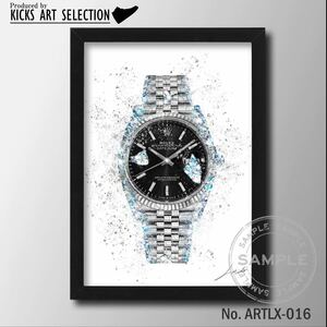 Rolex ロレックス デイトジャスト ブラック/オマージュアートポスター/時計/黒/インテリア/ハンドメイド/ファッション
