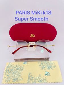 Qa27 PARIS MiKi k18 Super Smooth AU168 メガネ　日本製　18k 純金　パリミキ　ツーポイント　フレーム　眼鏡　□18 140