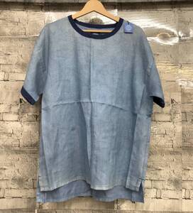 PORTER CLASSIC ポーター クラシック LINEN BASQUE SHIRT リネンバスクシャツ 半袖Tシャツ 麻 日本製 サイズM ライトブルー