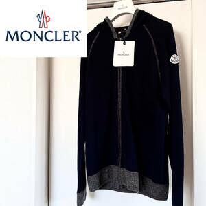 【訳あり特価】MONCLER◆新品 メンズ モンクレール　大人カジュアル カシミヤ　フロントジップパーカー L ネイビー カーディガン