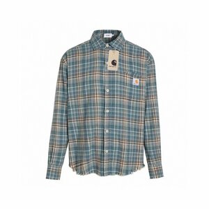 Carhartt カーハート アーデン チェック/シャツ 長袖 シャツ 男女兼用 ダメージ加工 青 Lサイズ