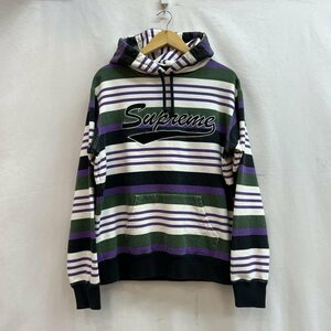 シュプリーム 18ss Striped Hooded Sweatshirt スクリプトロゴ マルチストライプ パーカー パーカー パーカー S 紫 / パープル