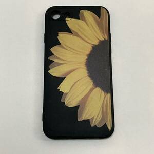 新品送料無料 iphoneケース 7/8/SE2.3用 ひまわりのスマホケース 夏 おしゃれ 花柄 ブラック 植物 ソフトケース 北海道 向日葵 夏休み