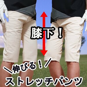 【XXL W36】のびーる！ 大きいサイズ！ストレッチ入り ハーフパンツ！ スキニー ショートパンツ 新品 メンズ パンツ 白 ベージュ 573