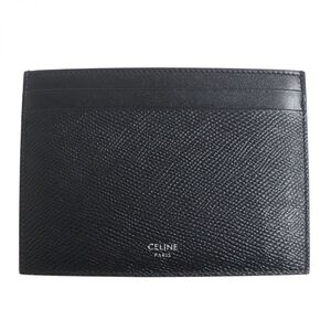 未使用品□CELINE/セリーヌ　ロゴ入り　カーフスキン　レザー　カードホルダー/名刺入れ　ブラック　イタリア製　箱・保存袋付き　メンズ