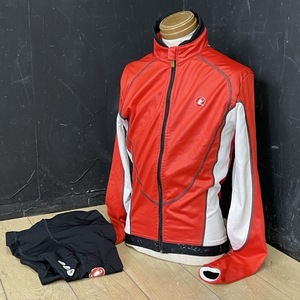 サイクルジャケット ビブショーツ 2着セット 【中古】 castelli カステリ 上着 ROSSO CORSA Mサイズ パンツ Lサイズ サイクリング / 69589