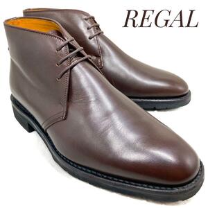 ☆即決・送料無料☆【未使用に近い】REGAL リーガル レザーチャッカブーツ Y671 茶 ブラウン 23.5cm 革靴 ブーツ 本革 本皮 メンズ