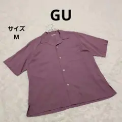 GU オープンカラーシャツ(5分袖) M パープル レーヨン オーバーサイズ