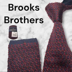 美品　736 ブルックスブラザーズ　ネクタイ　ニット　ナロー　ボルドー　ソリッド　Brooks Brothers