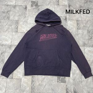 MILKFED ミルクフェド sweat hoodie スウェットパーカー プリントロゴ フェード 長袖 プルオーバー パープル レディース サイズF 玉FL3817