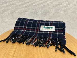 Barbour スコットランド製 チェック柄マフラー ウールマフラー バブアー ネイビー EUROヴィンテージ