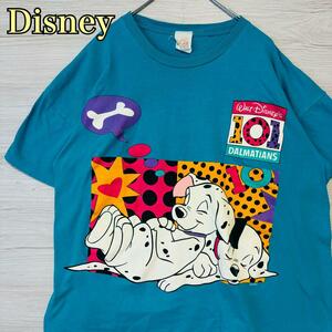 【入手困難】 Disney ディズニー　101匹わんちゃん　Tシャツ　Lサイズ　90s ヴィンテージ　ダルメシアン　海外輸入　一点物　キャラクタ