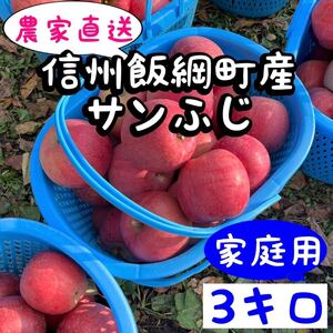 長野県産　サンふじりんご　家庭用3キロ