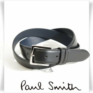 未使用1円～★ポールスミス Paul Smith メンズ 日本製 牛革レザー スムースレザー ベルト フリーサイズ 黒 ブラック ◆4804◆