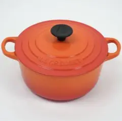 【美品】LE CREUSET　ココット ロンド オレンジ　18cm