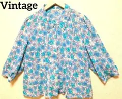 Vintage　七分袖　花柄ブラウス