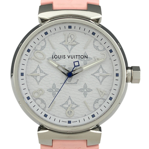 ルイ・ヴィトン Louis Vuitton タンブール GM QA114 腕時計 SS ラバー クォーツ ホワイト メンズ 【中古】